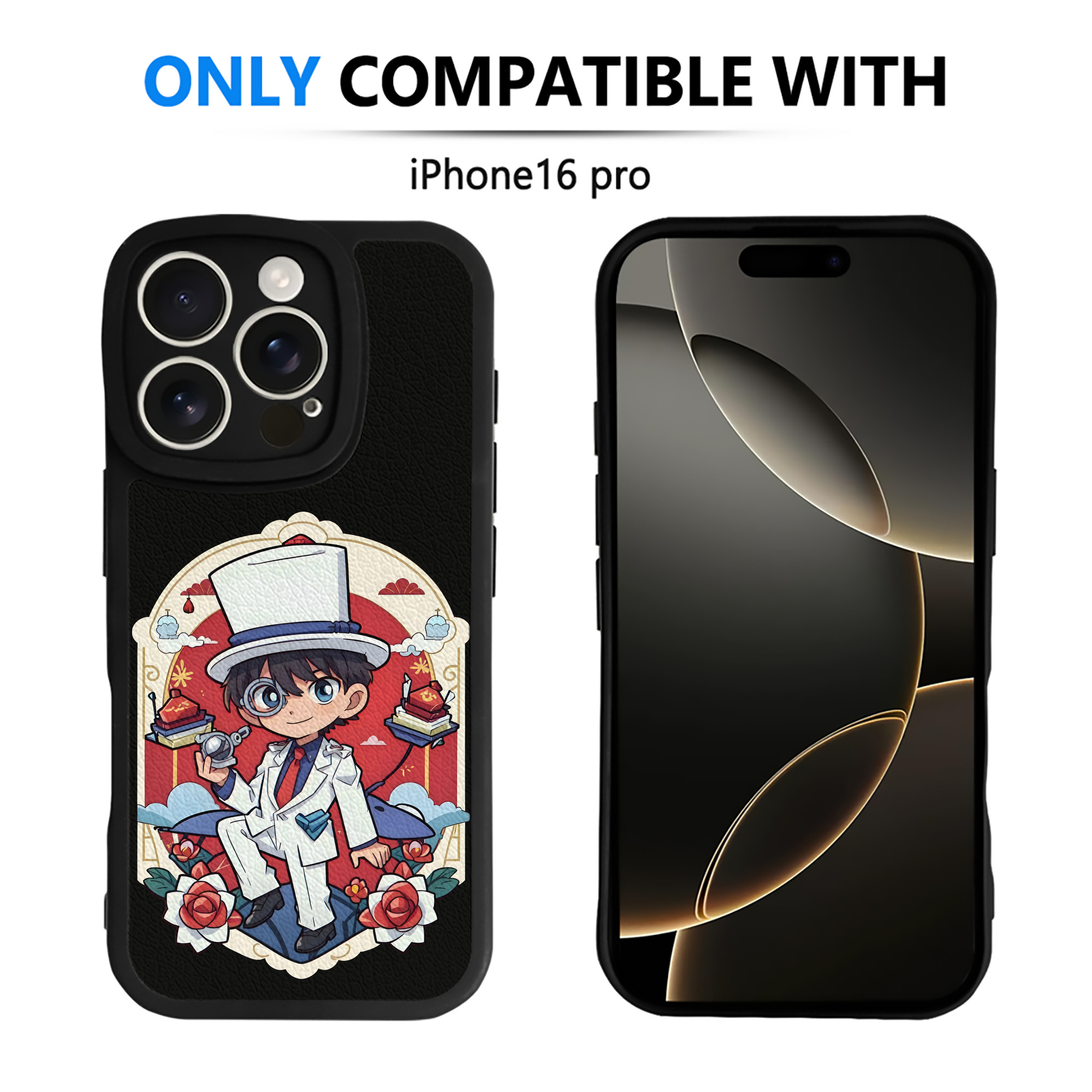 （画像用） 名探偵コナン くろば かいと Detective Conan Kuroba Kaito 【iPhone 16シリーズ対応】シリコンスマホケース（レザー調） 材質：シリコン